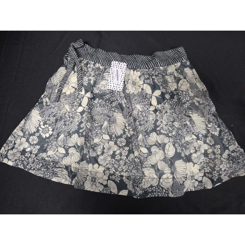 Mother The String Along Skirt Size Large Floral Grey Beige Short - Picture 4 of 10